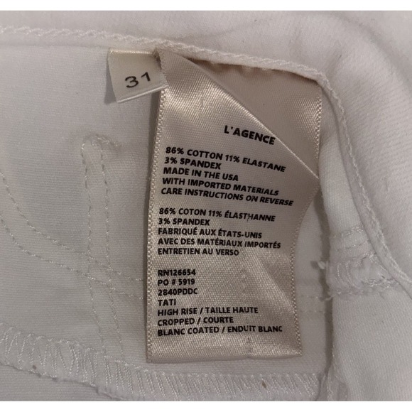 L'Agence Tati Coated Bootcut Jeans Women's 31  Blanc High Rise Super Stretch NEW - Picture 7 of 16